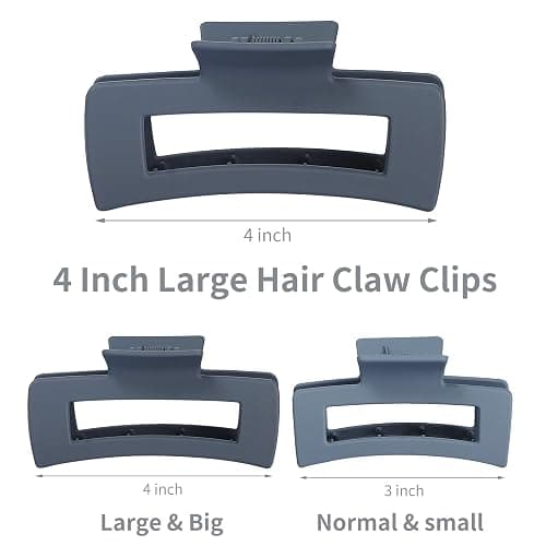 Sisiaipu Large Square Jumbo Hair Clips - 4.1 Inch Big Jaw Clips for Thick Hair, 12 Pcs Bulk Accessories for Women and Girls - Neutral thumbnail 3