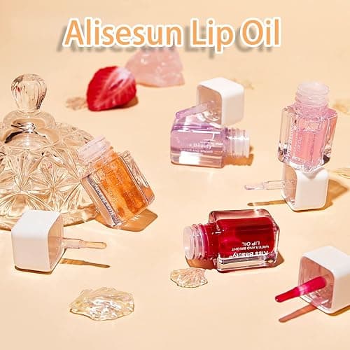 Alisesun 4-Piece Lip Oil & Gloss Kit - Hydrating, Plumping Lip Care with Pearl & Shimmer - Image 1