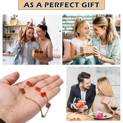 Neikafan 5 PCS Clover Bracelet Lucky Four Leaf Clover Bracelets Exquisite Simple Design Lucky Leaf Friendship Bracelets for Women Girls thumbnail 5