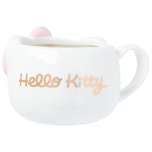 Silver Buffalo Sanrio Hello Kitty Light Pink Bow and Rose Gold Ceramic 3D Sculpted Mug, 20 Ounces thumbnail 2