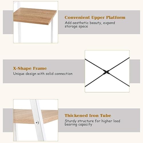 HOMION Computer Desk Home Office Table With 4-Tier Storage Shelf Pc Laptop Work Study Writing Desk For Bedroom Living Room (Natural) thumbnail 8