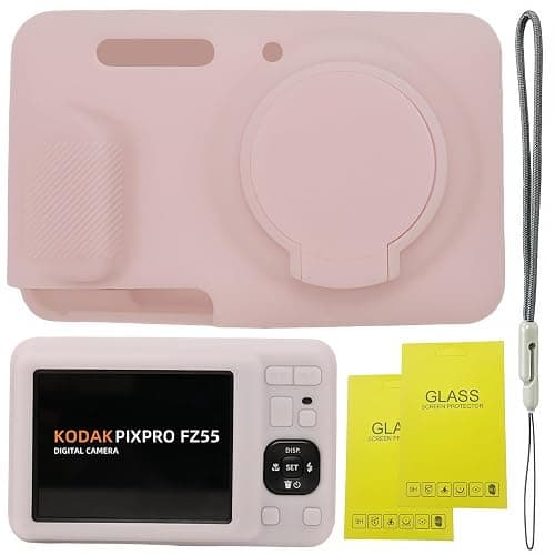 SZHSYJY Case for Kodak PIXPRO FZ55,FZ55 accessories,Soft Silicone Protective Case Removable Lens Cover,Comes with 2 Screen Protectors and 1 Wrist Strap. (Jelly Pink) - Image 1