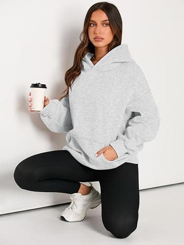 EFAN Women's Oversized Fleece Hoodie, Cozy Plush Pullover Sweatshirt with Pocket thumbnail 5