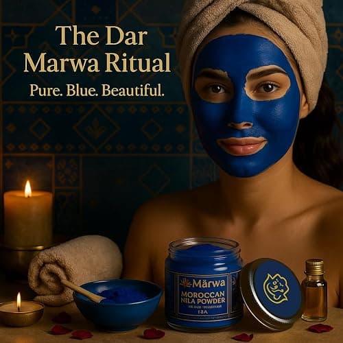 Dar Marwa Moroccan Nila Powder | 100% Pure Saharan Indigo | Brightens & Evens Skin Tone | Face & Body Blue Clay Mask | Traditional Moroccan Skincare | 1.7 Oz thumbnail 5