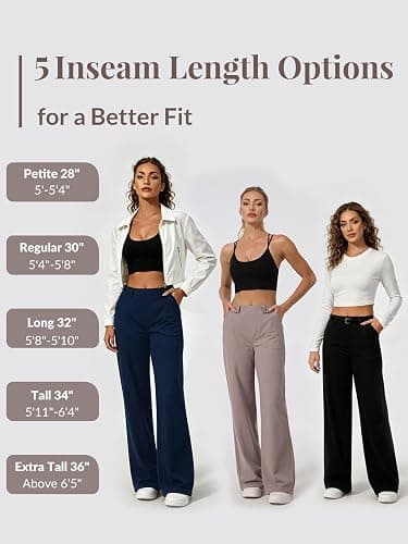 Womens Wide Leg Dress Pants Work Slacks Dressy Casual Trousers with Pockets | 5 Inseams,Breathable,Buttery Soft,Petite/Regular/Tall/Extra Tall,Belt Loops,Pull On Stretch Business Travel Pants thumbnail 6