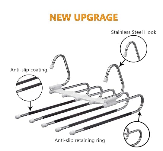 Kalimdor Pants Hangers 2 Pack Space Saving Metal Closet Organizer,Clothes Pants Hangers,Anti-Slip Design,Closet Organizers and Storage for Pants Jeans Skirts Scarf Legging thumbnail 4