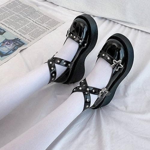 Women's Mary Jane Pumps - Chunky Heel Goth Platform Lolita Shoes - Round Toe Ankle Oxfords thumbnail 5