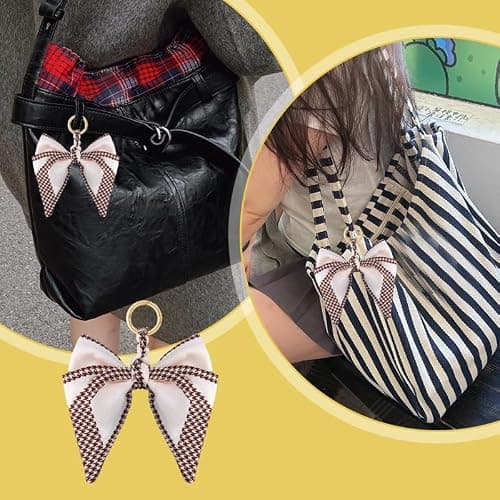Ancnoz Silky Satin Bow Key Chain for Women Handbags Purse Bowknot Keychain for Ladies Bag Pendant thumbnail 3