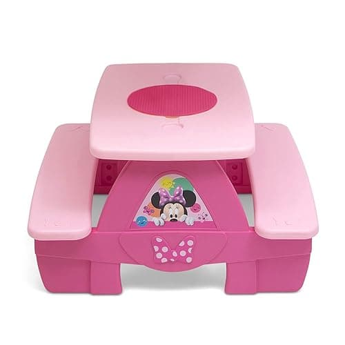 Delta Children Disney Minnie Mouse 4 Seat Activity Picnic Table with Lego Compatible Tabletop - Minnie Mouse thumbnail 8