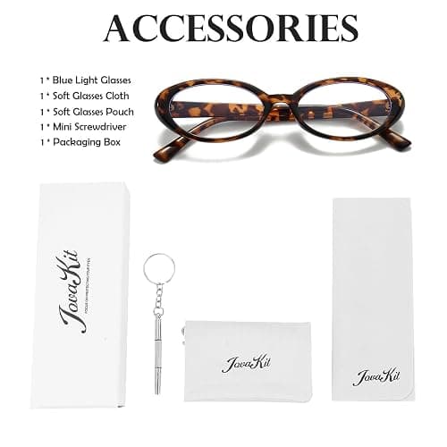 JOVAKIT Oval Blue Light Blocking Glasses for Women Men Vintage Fashion Small 90s Retro Oval Frame Style Eyeglasses thumbnail 7