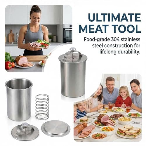 Deli Meat Press Stainless Steel - 2026 Upgraded Ham Maker Meat Press Mold for Deli Meats with Thermometer and Pressure Spring, Sturdy Healthy Lunch Meat Maker for Sandwiches & Bacon Cooker (1) thumbnail 7
