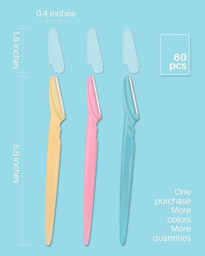 MoHern Dermaplane Razor, 60 Pcs Face Razors for Women and Men, Multipurpose Eyebrow Razor, Dermaplaning Tool for Face by MoHern, Multi-Color (60 Pcs) thumbnail 2