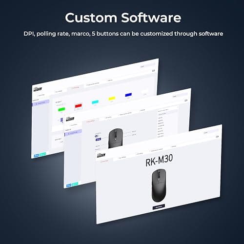 RK ROYAL KLUDGE M30 Wireless Gaming Mouse 43g Ultra-Light With PixArt PAW3311 Sensor, 24000 DPI, Tri-Mode BT/2.4G/Wired Computer Mouse 250mAh Battery, 1000Hz Polling rate 5 Programmable Buttons, White thumbnail 7