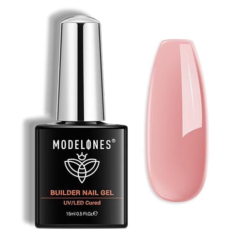 Modelones Builder Nail Gel, Pink Builder Gel for Nails, Hard Gel Builder Nail Extension Gel Base False Nail Tips Glue Builder Gel in a Bottle 15ML - Image 1