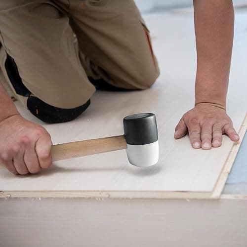 WOTAHI 8 Oz. Rubber Mallet Hammer with White and Black Double-Faced Soft Head, Hardwood Handle Small Hammer for Woodworking, Flooring, and Tile thumbnail 2