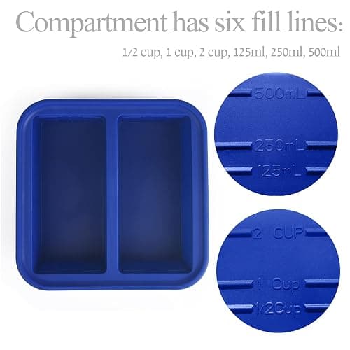 Kinggrand Kitchen 2 Cup Silicone Freezer Molds 2 Pack Silicone Freezer Tray with Lid Make 4 Perfect 2-Cup Portions - Easy Release Molds for Food Storage & Freeze Soup, Broth, Stew or Sauce thumbnail 4
