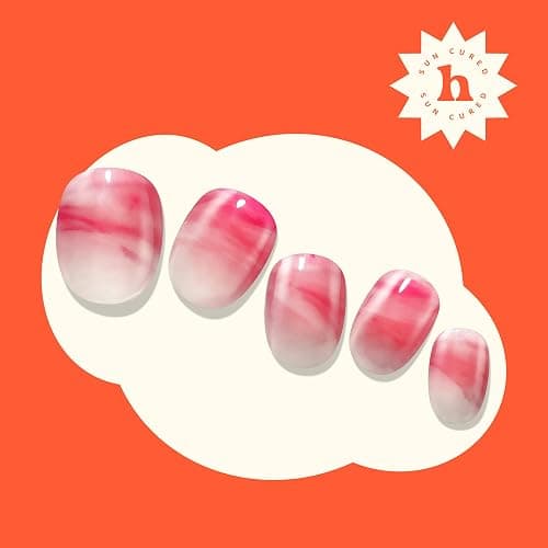Heyhae Semi Cured Gel Nail Strips | No LED Lamp Needed | Summer, Marble, Red | Easy Apply & Remove, Salon Quality | Includes 28 Strips, 1 Prep Pads, Nail File & Wooden Stick - Hey, You're A Gem thumbnail 5