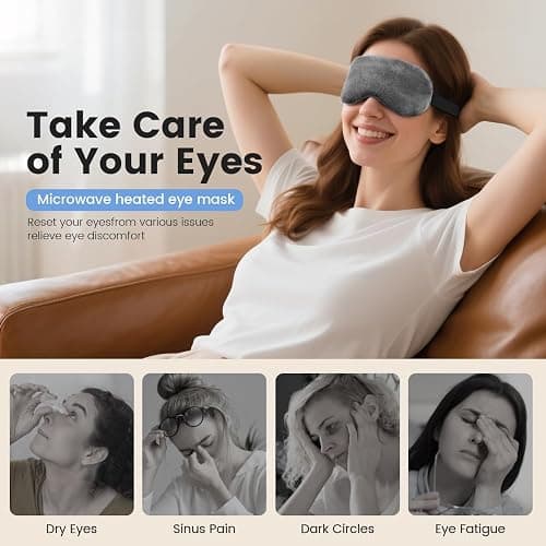 Microwave Heated Eye Mask, Steam Warm Compress for Dry Eyes, Work with Relieve, Blepharitis & Stye Treatment (Gray) thumbnail 2