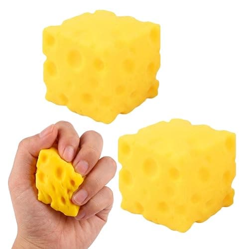 2 Squeeze Cheese Stress Relief Set, Giant Cheese Squishy Sensory Tools for Office and Home Use, 5 cm Soft Squishy Cheese Collection for Desk Decor and Focus Enhancement - Image 1