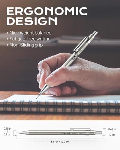 Nicpro 4 Pack Mechanical Pencil 0.7mm with Case, MB1000 Metal Mechanical Pencil Set with 6 Tube HB #2 Lead Refill 0.7 mm, 3PCS 4B Eraser, 9 Cap Eraser for Artist Drafting Writing, Sketching, Drawing thumbnail 2