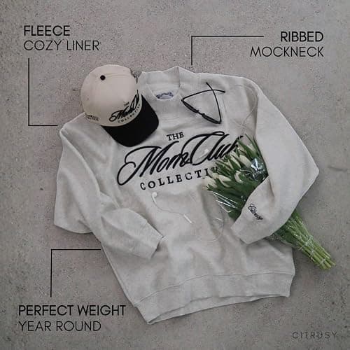 CITRUSY Mom Club Mockneck Oversized Sweatshirt | Turtleneck Mama Sweater for Women | Boy Mom Girl Mom Crew Mock Neck thumbnail 6
