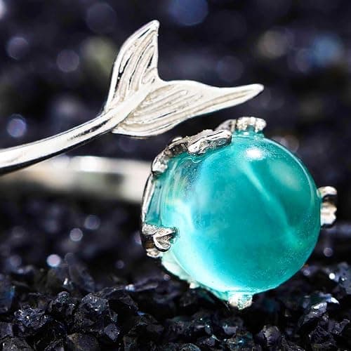 GRAEEN Mermaid Mako Moon Ring Adjustable Sliver Jewelry Rings for Women thumbnail 3