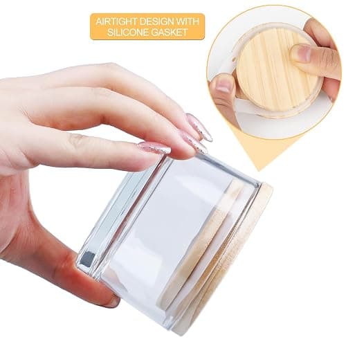 SHOWIN Thick Candle Jars for Making Candles 16 Pcs, 4 OZ Empty Jars with Wood Lids for Candle Making, Sample Container - Dishwasher Safe,Clear thumbnail 3