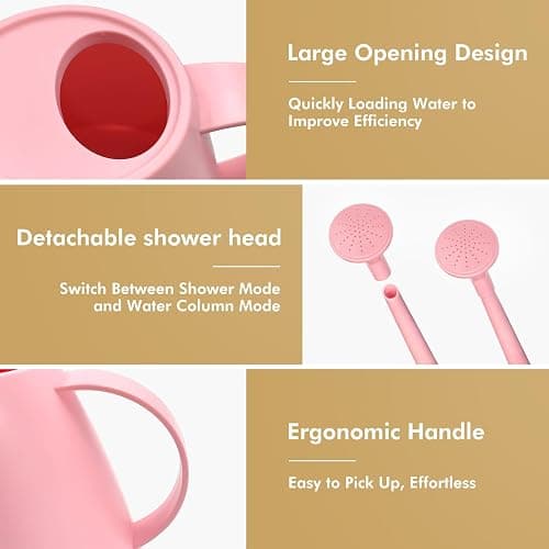 Watering Can for Indoor Outdoor Plants, Modern Small Watering Cans with Removable Nozzle, Long Spout Watering Can for Indoor Bonsai Plants Garden Flowers 1/2 Gallon 1.8L 60OZ (Pink) thumbnail 5