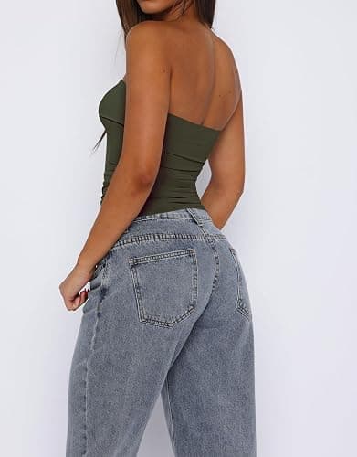 LACOZY Tube Tops for Women Double Lined Strapless Bandeau Tops Slim Fit Going Out Tank Tops Summer Clothes thumbnail 3