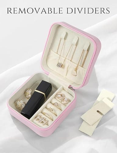 Travel Jewelry Case, Travel Jewelry Box, Mini Jewelry Travel Case, Jewelry Organizer Case, Portable Small Jewelry Organizer Storage Boxes - Best Gift for Women Girls. thumbnail 4