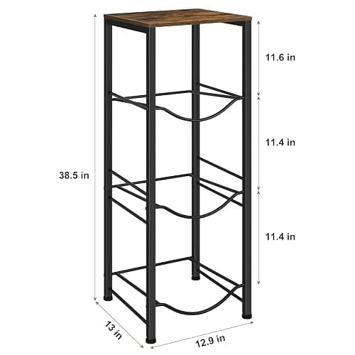 5 Gallon Water Jug Holder 3-Tiers Water Dispenser Stand Rack, Water Bottle Organizer with Storage Shelves for Kitchen Living Room Office, Rustic Brown - Square Tube Brown thumbnail 3