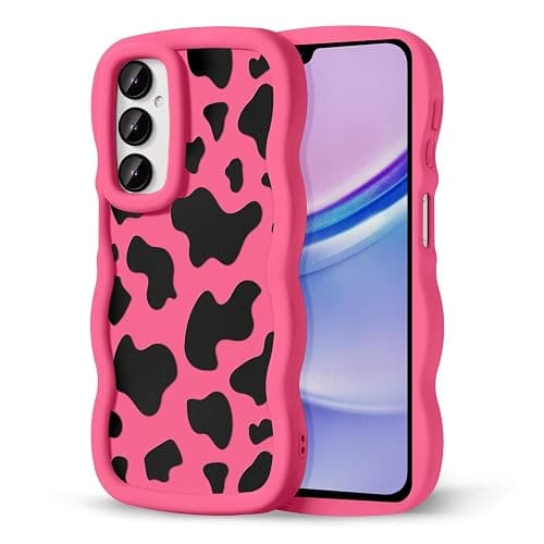 CASBST Compatible with Galaxy A15 5G Phone Case for Women Girls, Curly Wavy Frame with Cute Pattern, Aesthetic Slim Soft Silicone TPU Bumper Shockproof Phone Case for Samsung A15 - Cow Spot - Image 1