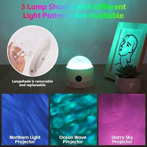 vsshe Projecteur Ciel Étoilé, 16 Couleurs LED Vague Océanique Projecteur, Projecteur de Galaxie avec Télécommande, Luminosité Réglables, Rechargeable, Veilleuse pour Chambre, Enfants, Adultes thumbnail 5