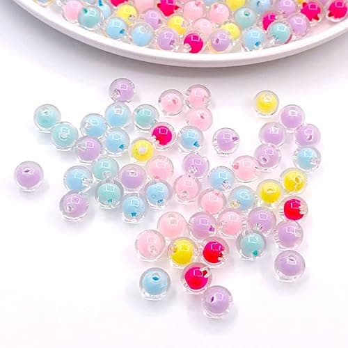 LadayPoa 300pcs 8mm Acrylic Colorful Round Beads for Jewelry Making,Transparent Candy Cute Bubble Beads Kawaii Circle Bead for Bracelet Craft Ornament Gifts thumbnail 4