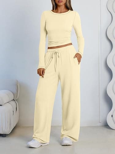 LILLUSORY 2 Piece Lounge Sets for Women 2026 Fall Fashion Outfits Sweat Set | Airport Travel Outfits, Athleisure Workout Set SweatSuits, Winter Fall Clothes, Two Piece Activewear Matching Loungewear Set thumbnail 2