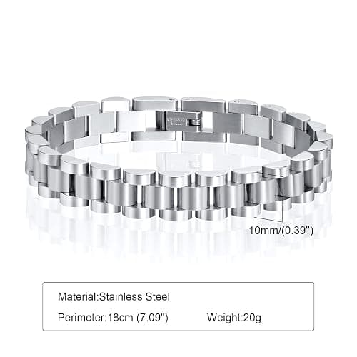 MPRAINBOW 2pcs 18K Gold Plated Chain Link Bracelet, Stainless Steel Crystal Friendship Bracelets Bangle,Watch Band Chains Wristband Jewelry with Adjust Tool thumbnail 3