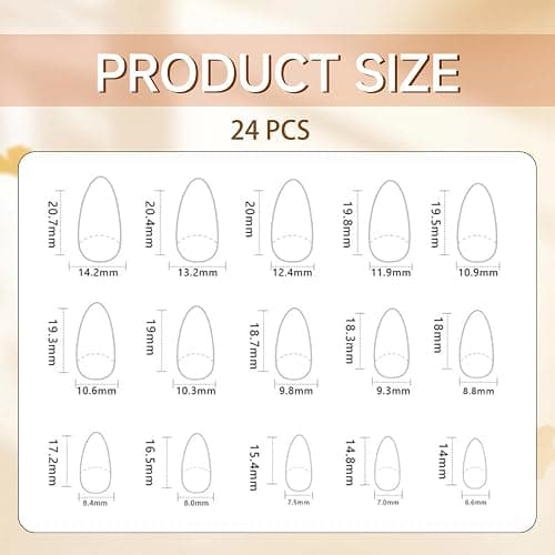 Auroriel 24 Pcs Moyen Amande Pression Sur Ongles Fleurs Marron Manucure Française 3D Or Structure Étoile Ongles Art Pour Ensemble D'Ongles Pour Femmes Manucure thumbnail 2