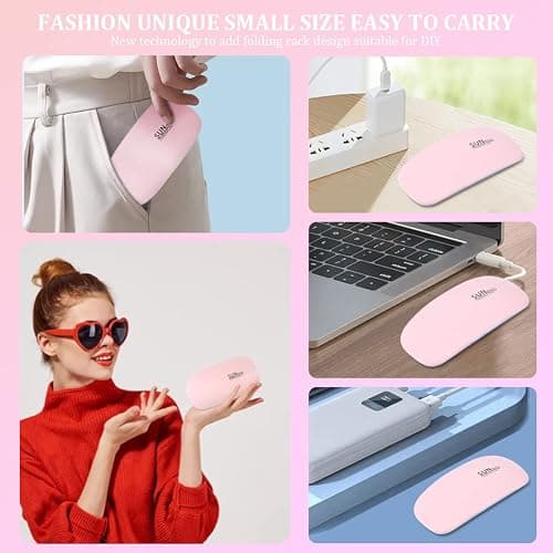 URAQT Mini Gel Nail Lamp, Portable Professional 6W UV LED Gel Nail Dryer with USB, Curing Lamp Professional Nail Art Tool Accessory for All Gel Nail Polish, Mother Gifts thumbnail 6