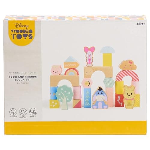 Disney Wooden Toys Winnie the Pooh & Friends Block Set, 26-Pieces Include Winnie the Pooh, Piglet and Eeyore Block Figures, Officially Licensed Kids Toys for Ages 18 Month by Just Play thumbnail 3