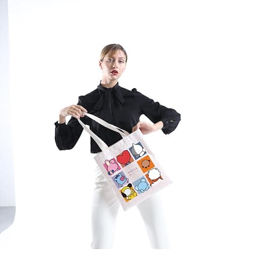 BLUPARK K-pop Characters Tote Bag - K-pop Team Gift for Fans - Singer Fan Gift - B-T Inspired Merch - Bt Tote thumbnail 4