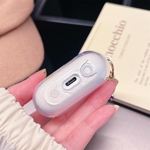 for Samsung Galaxy Buds 3/Buds 3 Pro Headphone Case, Cute TPU Patterned Design Transparent Protective Earbud Shell with Pendant (Pink) thumbnail 5