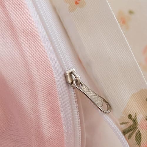 Erwinmu Floral Duvet Cover Set Twin Size,White Pink Floral Flowers Bedding Duvet Cover with Zipper Closure,Soft Microfiber Comforter Cover and 1 Pillowcase thumbnail 7