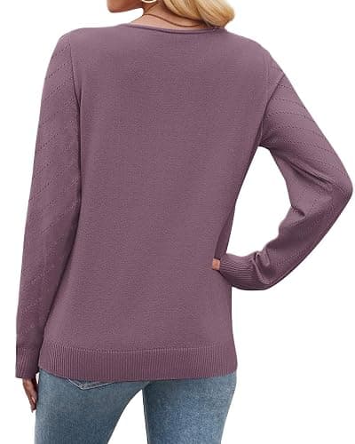 WIHOLL Sweaters for Women V Neck Casual Knit Long Sleeve Tops Lightweight Pullover Clothes Fall Fashion Outfits 2025 thumbnail 5