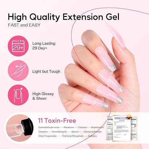 Poly Gel Nail Kit for Beginners: 15 Colors Gel Extension Nail Starter Kit with Slip Solution U V Light for Women Girls at Home DIY thumbnail 4