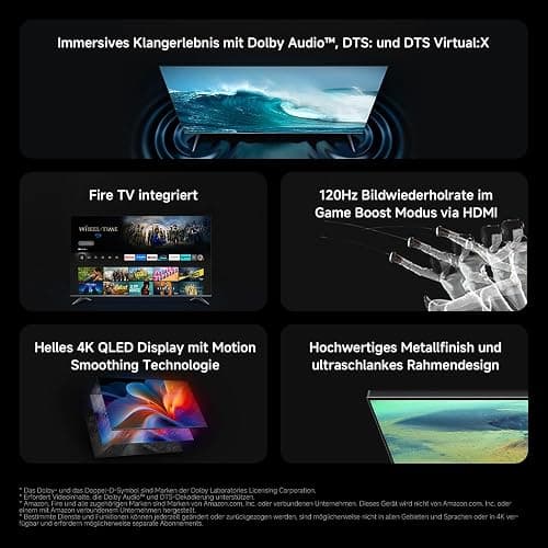 Xiaomi F Pro, 55 Zoll (140 cm), 4K UHD QLED, Smart TV, Fire TV, Triple Tuner DVB-C/S/S2/T/T2, HDR10+, Game Boost mode 120Hz, MEMC, Sprachsteuerung mit Alexa, 2GB+32GB, Kompatibel mit Apple AirPlay thumbnail 2