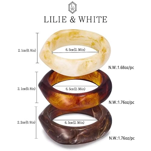 LILIE&WHITE Colorful Acrylic Bangle Bracelets For Women Resin Bangles Chic Vintage Gold Bracelet Chunky Bracelets Jewelry Gift thumbnail 6