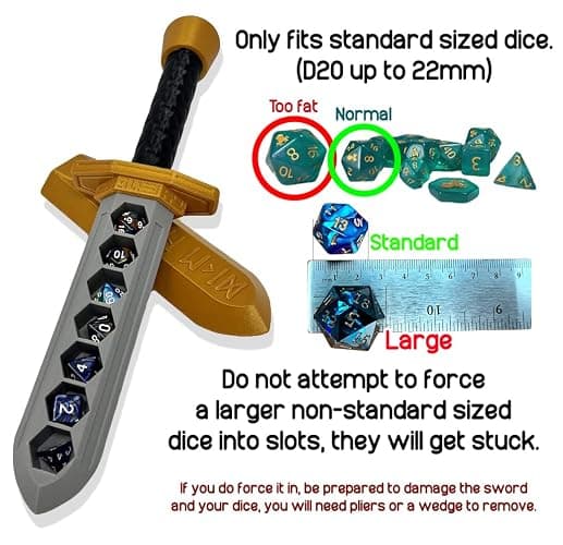MunnyGrubbers - Sword Dagger Dice Holder - (Random 7PCS D20 Dice Set Included) - Custom Polyhedral Dice Storage for Tabletop RPG - Dungeons and Dragons - DND - D&D (Pink) thumbnail 5