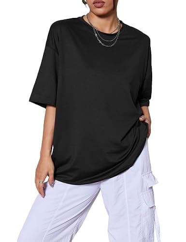 Kinglaman 5 Pack Womens Oversized T Shirts Crew Neck Loose Fit Short Sleeve Tshirts Summer Workout Plus Size Tee Tops thumbnail 2