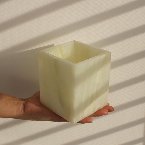 Natural Light Green Onyx Toothbrush Holders for Bathroom, Marble Makeup Brush Holder Countertop Organizer thumbnail 6