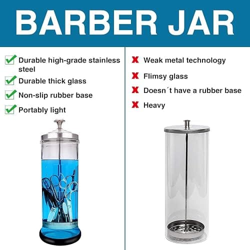 Disinfectant Sterilizer Jar - Durable Glass for Nail Tools and BarberShop Hair Stylist Tools (50 Oz /1500ml) thumbnail 2